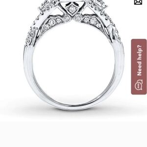 Ornate White Gold Diamond Accent Ring - Elegant Floral Detail in White